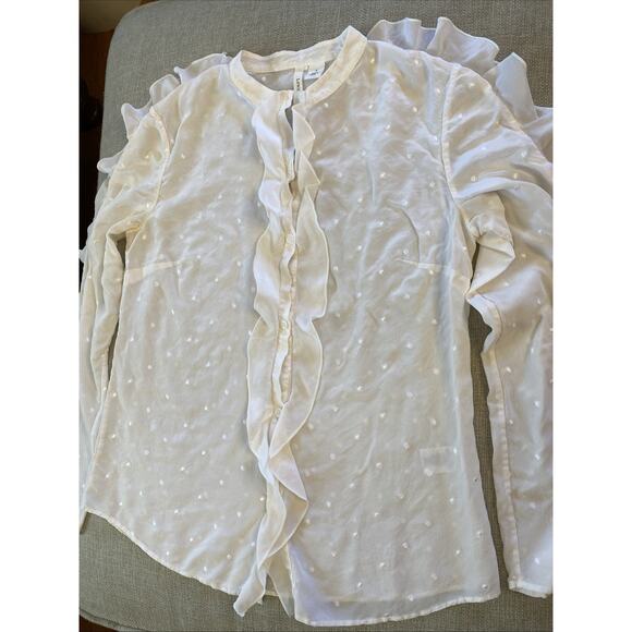 LEWIT Size S 100% Silk Button Down Embroidery Long Sleeve Top Shirt Nordstrom - Picture 14 of 15